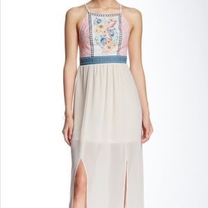 NWT Flying Tomato maxi Dress Sheer Embroidered floral XS with lining